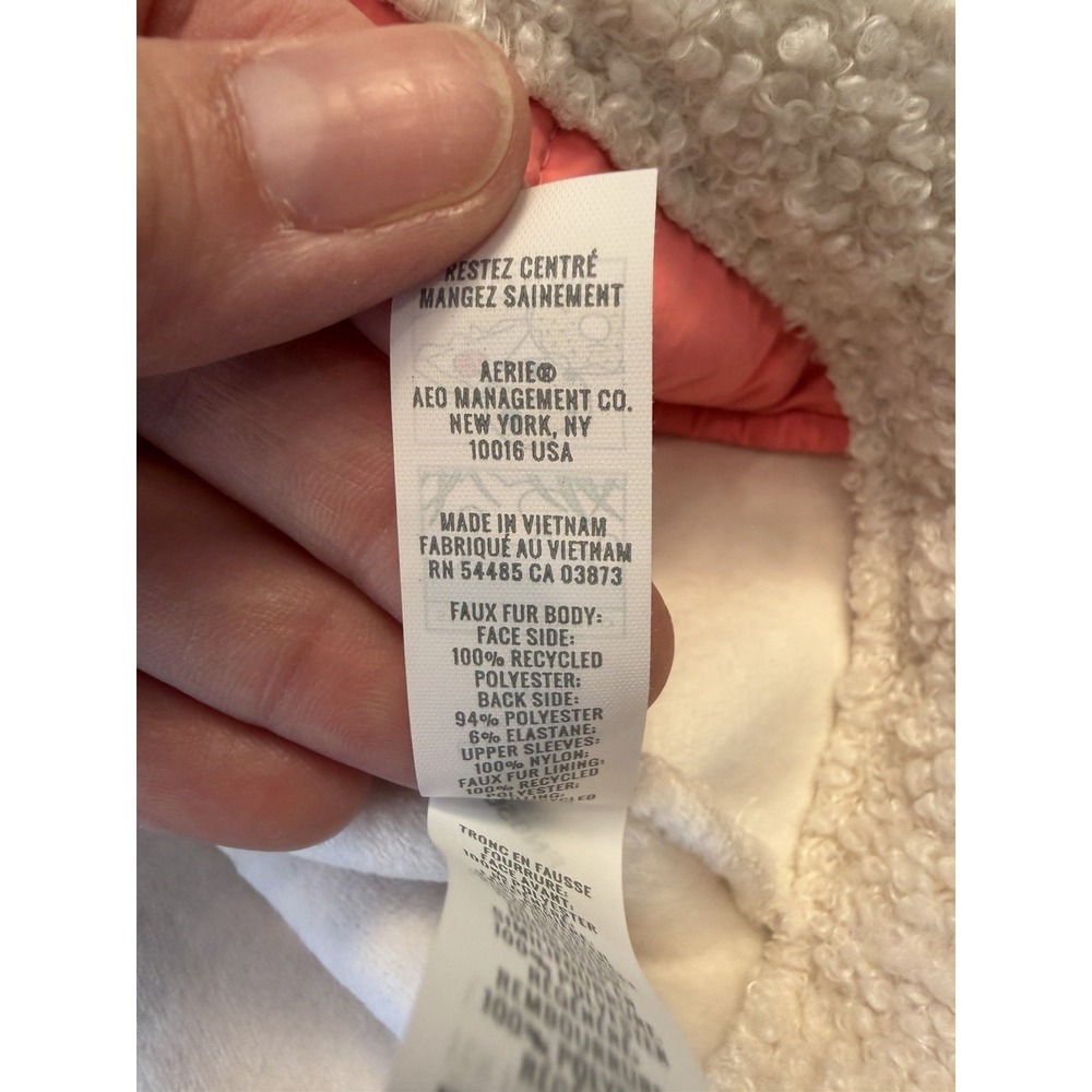 Aerie Offline Sherpa Fleece Jacket Pink Cream Zip Up Womens Sz S Cabincore NWT - Picture 10 of 11
